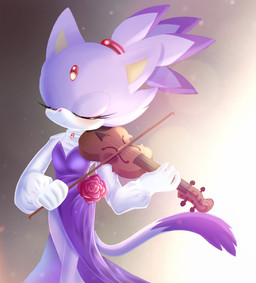 anthro biped bowed_string_instrument clothed clothing dress eyelashes eyes_closed female fur gloves hair handwear musical_instrument pink_nose ponytail purple_body purple_fur solo string_instrument thin_thighs violin diawaterfalls sega sonic_the_hedgehog_(series) blaze_the_cat domestic_cat felid feline felis mammal 2019 hi_res