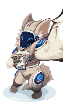 anthro battery drinking_straw eyes_closed fur grey_body grey_fur long_tail machine male selfie simple_background smile solo tail tuft nante-p commodore_64 protogen 9:16 digital_media_(artwork) pixel_(artwork)