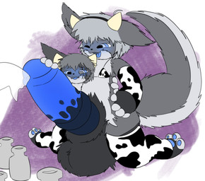 animal_genitalia animal_penis animal_print animal_print_bikini animal_print_thigh_highs anthro assisted_exposure balls big_balls big_penis bikini bikini_top black_body black_fur bodily_fluids bottle bovid_horn bovine_horn clothing container cow_horn cow_print cow_print_armwear cow_print_bikini cow_print_thigh_highs cum cum_drip cum_in_bottle cum_in_container dripping duo ears_down ejaculation equine_genitalia equine_penis female fur genital_fluids genitals grey_body grey_fur half-closed_eyes hand_on_penis hand_on_shoulder horn huge_balls huge_penis legwear male male/female narrowed_eyes pattern_bikini pattern_clothing pattern_legwear pattern_swimwear pattern_thigh_highs pawpads paws penile penis penis_milking pivoted_ears simple_background stockings swimwear thigh_highs tongue tongue_out two-piece_swimsuit white_body white_fur by_moan made_in_abyss baishu fan_character sato_(kabsfy) lagomorph leporid mammal narehate rabbit absurd_res hi_res brother_(lore) brother_and_sister_(lore) incest_(lore) sibling_(lore) sister_(lore)