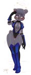 anthro blue_clothing blue_leotard blush breasts cleavage_cutout clothed clothing cosplay crossover_cosplay curvy_figure cutout dizzy drunk female fur genitals hair leotard pussy pussy_floss simple_background solo substance_intoxication wide_hips niichan mortal_kombat georgia_klawdia kitana_(mortal_kombat) bear mammal absurd_res crossover hi_res