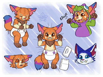 anthro baby_wipes bodily_fluids clean_diaper clothed clothing crying diaper diaper_change dinosaur_costume eyes_closed feces fist looking_at_viewer lying male on_back pooping smile soiled_diaper soiling soiling_diaper solo standing tears unclean_diaper used_diaper wearing_diaper young cosmicaquarium league_of_legends riot_games tencent gnar_(lol) yordle 4:3 sketch_page