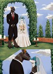 4_ears anthro biped blue_body blue_feathers blush candle claws clothed clothing dress duo feathered_wings feathers flower grey_body kissing male male/male multi_ear multicolored_body orange_accents plant smile suit tail tail_feathers veil wedding wedding_dress white_body white_feathers winged_arms wings van-lu rogue_emberwing xeno_emberwing avali avian synth_(vader-san) digital_media_(artwork) hi_res