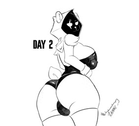 anthro bear_ears bear_tail big_breasts big_butt biped breasts bulge bulge_from_behind bunny_costume butt butt_focus clothed clothing costume ears_through_headwear eye_scar facial_scar gynomorph gynomorph_anthro hood intersex intersex_anthro legwear looking_at_viewer nipple_outline removing_belt scar shadow_face simple_background solo text thick_thighs rammie_(rammiel) epic_games fortnite raven_team_leader bear humanoid mammal 2025 digital_drawing_(artwork) digital_media_(artwork) monochrome