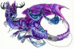 antlers claws feathers feral horn purple_body purple_feathers simple_background solo tail white_background ravoilie flight_rising mythology dragon feathered_dragon feathered_scalie mythological_creature mythological_scalie scalie wildclaw_dragon 2015 traditional_media_(artwork)