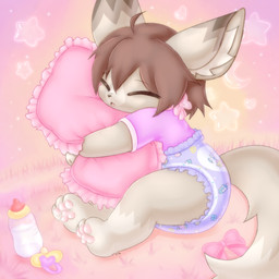 anthro bow_(feature)wayletuwu clean_diaper clothed clothing diaper diaper_only feet female fingers fur pacifier pawpads pink_background purple_eyes simple_background solo star tail topless underwear wearing wearing_diaper young wayletuwu maia domestic_cat felid feline felis mammal 1:1 hi_res