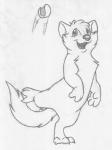 anthro ball barefoot biped cute_fangs digitigrade fangs featureless_crotch feet looking_back male nude on_one_leg open_mouth playing semi-anthro smile solo standing teeth young young_anthro young_male mizzyam regi_marten gulonine mammal marten mustelid musteline absurd_res graphite_(artwork) greyscale hi_res monochrome traditional_media_(artwork)