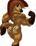 anthro biceps butt female flexing looking_back mohawk muscular muscular_anthro muscular_female pose solo tail gideon monstergang jezebel_(monstergang) sidney hyena mammal spotted_hyena digital_media_(artwork) hi_res