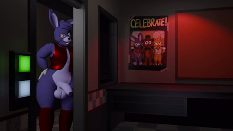 anthro bottomless closing_door clothed clothing door erection flickering_light genitals intimidation male male/male partially_clothed solo teasing subway_footlong thefelixxx_(modeler) five_nights_at_freddy's scottgames bonnie_(fnaf) hare lagomorph leporid mammal rabbit 16:9 3d_(artwork) 3d_animation animated animated_png digital_media_(artwork) widescreen