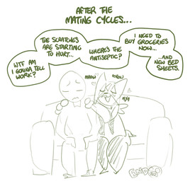 after_sex ambiguous_gender animal_noises anthro dialogue duo heart_symbol male meowing nya text tired touching_shoulder shoutingisfun nintendo pokemon felid feline generation_9_pokemon human mammal meowscarada pokemon_(species) 2025 english_text green_and_white monochrome sketch female_(lore)