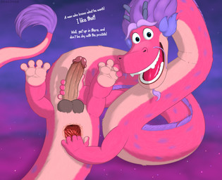 4_toes 5_fingers anthro anus balls dialogue erection facial_hair feet fingers fur gaping gaping_anus genitals hair hand_on_penis horn humanoid_genitalia humanoid_penis long_body looking_at_viewer male nude open_mouth paws penis pink_body simple_background smile solo spread_anus spreading tail talking_to_viewer teeth text toes dracovar_valeford asian_mythology east_asian_mythology mythology wish_dragon long_(wish_dragon) dragon eastern_dragon mythological_creature mythological_scalie scalie absurd_res digital_media_(artwork) english_text hi_res story story_in_description
