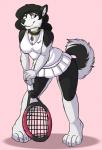 2014 anthro anuvia black_fur black_nose breasts canine clothed clothing dog female fur husky jewelry looking_at_viewer mammal pink_eyes plain_background shadow solo spread_legs spreading standing tennis_racket white_fur
Rating: Safe
Score: 21
User: Finchmaster
Date: February 16, 2014