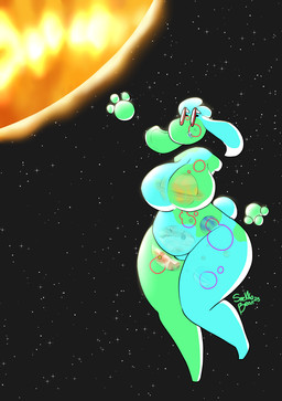 belly big_breasts breasts celled female macro object_vore planet planet_vore slightly_chubby solo thick_thighs vore snekkobean absurd_res hi_res