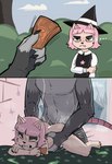 3_toes 4_fingers adult_on_young age_difference anthro anthro_on_anthro anthro_penetrated anthro_penetrating anthro_penetrating_anthro arm_tuft ass_up banknote bed bedding bedroom bedroom_sex bent_arm bent_leg big_eyes biped black_body black_claws black_clothing black_dress black_eyebrows black_eyes black_fur black_nose blue_sky blush bodily_fluids bubble bubble_butt butt canon_x_oc claws clenched_teeth closed_frown clothed clothed_anthro clothed_female clothed_to_nude clothing cloud collared_shirt condom cum cum_on_butt curtains dark_body dark_fur day dress drooling duo elbow_tuft ellipsis eye_roll eyebrows faceless_anthro faceless_character faceless_male feet female female_penetrated filled_condom finger_claws fingerless_(marking) fingers from_behind_position frown fucked_silly fur fur_tuft furniture genital_fluids glistening glistening_bodily_fluids glistening_bubble glistening_butt glistening_cum glistening_eyes glistening_genital_fluids glistening_hair glistening_saliva glistening_snot glistening_sweat glistening_tears grabbing_from_behind green_condom grey_body grey_fur grey_markings hair hand_on_another's_hip hand_on_arm hand_on_hip hand_on_own_arm hat headgear headwear heavy_blush hip_grab holding_arm holding_money holding_object humanoid_hands inner_ear_fluff inside internal_wall interspecies iris jewelry larger_male light_body light_fur light_hair looking_at_money looking_at_object looking_pleasured lying lying_on_bed makeup male male/female male_penetrating male_penetrating_female markings mascara money monotone_body monotone_fur monotone_hair mostly_offscreen_anthro mostly_offscreen_character mostly_offscreen_male motion_lines motion_outline mouth_closed multicolored_body multicolored_clothing multicolored_fur multicolored_hat multicolored_headgear multicolored_headwear multicolored_witch_hat necklace nude nude_anthro nude_female nude_male number obscured_penetration older_male older_on_young on_bed on_front orange_text outside pattern_bedding pendant penetration pink_blush pink_hair pink_inner_ear_fluff pink_tail plant plantigrade pointy_ears prick_ears prostitution reverse_table_lotus_position running_makeup running_mascara saliva sex sexual_barrier_device shirt short_hair shrub size_difference sky smaller_female smaller_penetrated snot snot_bubble standing standing_sex star star_pendant striped_markings striped_tail stripes sweat sweatdrop sweaty_body tail tail_markings tan_body tan_ears tan_fur tears teeth text thick_eyebrows thick_thighs three-quarter_view toe_claws toes topwear translucent_curtains tree tremble_spikes tuft two_tone_body two_tone_clothing two_tone_fur two_tone_hat two_tone_headgear two_tone_headwear two_tone_witch_hat vaginal vaginal_penetration wall_(structure) white_clothing white_clouds white_shirt white_topwear window witch_hat wrist_tuft young young_anthro young_female young_penetrated younger_female younger_penetrated stupidgnoll cartoon_network summer_camp_island stupidgnoll_(character) susie_mccallister domestic_cat felid feline felis gnoll hyena mammal 2025 2koma comic digital_drawing_(artwork) digital_media_(artwork) english_text hi_res
