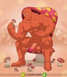 2020 abs animal_humanoid anthro anthrofied arthropod arthropod_humanoid balls biceps empty_eyes expressionless frown fungus generation_1_pokemon genitals half-erect hi_res humanoid insect insect_humanoid leaf lovkuma male muscular muscular_anthro muscular_legs muscular_male mushroom mushroom_cap mushroom_penis nintendo nipples nubbed_penis parasect parasite penis phallic pincers pokemon pokemon_(species) pokemorph quads red_balls red_body red_penis red_skin signature sitting solo triceps vein veiny_muscles