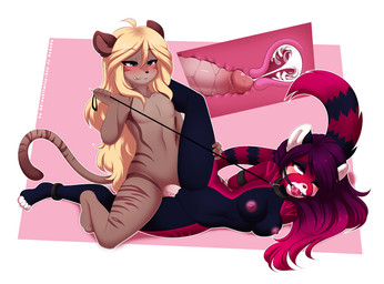 abstract_background anthro anthro_on_anthro anthro_penetrated anthro_penetrating anthro_penetrating_anthro areola ball_gag bdsm big_breasts black_collar blonde_hair blush bodily_fluids bound breasts clitoris collar cum cum_in_vagina cum_inside dominant dominant_male duo erection female female_penetrated femboy fur gag gagged genital_fluids genitals hair half-closed_eyes holding_leash holding_object humanoid_genitalia humanoid_penis internal kneeling leash leash_pull leg_glider_position long_hair male male/female male_penetrating male_penetrating_female narrowed_eyes nipples nude orgasm penetration penile penile_penetration penis penis_in_vagina purple_hair raised_leg sex simple_background submissive submissive_female tongue tongue_out vaginal vaginal_penetration vulva re-sublimity-kun ailurid mammal red_panda 2017 digital_media_(artwork)
