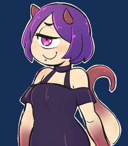 1_eye big_eyes big_tail black_clothing breasts clothed clothing dipstick_tail facial_piercing female front_view hair half-closed_eyes horn light_body light_skin lip_piercing long_tail markings monster_girl_(genre) multicolored_body multicolored_skin multicolored_tail narrowed_eyes not_furry pale_skin piercing pink_eyes purple_hair sharp_teeth shirt short_hair small_breasts solo tail tail_markings teeth topwear two_tone_body two_tone_skin senatorwong arima_(anaid) cyclops horned_humanoid horned_tailclops humanoid tailclops_(species) 2d_animation animated half-length_portrait portrait