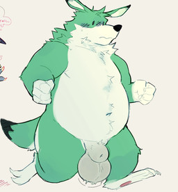 animal_genitalia anthro balls blush genitals jogging male nude sheath slightly_chubby solo ravan bomberman konami marooi lagomorph leporid louie_(bomberman) mammal rabbit hi_res