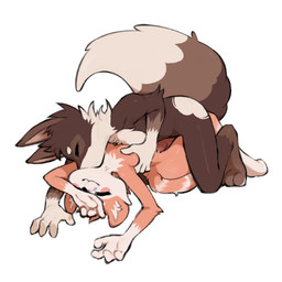 4_fingers anthro arm_tuft big_tail biped bodily_fluids breast_grab breast_squeeze breast_squish breasts brown_body brown_fur elbow_tuft erection female fingers fluffy fluffy_tail fur genital_fluids genitals hand_on_breast leaking_precum lying male markings on_back on_top orange_body orange_fur penis precum squeezing squish striped_markings striped_tail stripes tail tail_markings tuft gurumo canid canine mammal 1:1 absurd_res character_request hi_res