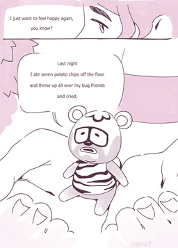 anthro chibi clothed clothing duo eyewear glasses humanoid_hands male shirt sitting slightly_chubby solo_focus text topwear vanillycake vanillycheesecake animal_crossing nintendo barold_(animal_crossing) bear mammal 2020 english_text
