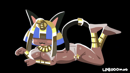 :3 armlet bikini_thong blush breasts brown_body clothing covered_eyes egyptian egyptian_clothing egyptian_headdress female gold_(metal) hair hair_over_eye jewelry leglet mummy_wrappings necklet solo swimwear under_boob lp8000mao animal_humanoid cat_humanoid felid felid_humanoid feline feline_humanoid humanoid mammal mammal_humanoid 16:9 2d_animation animated motion_tweening no_sound short_playtime video widescreen