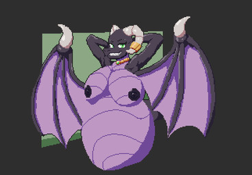 anthro belly belly_swaying big_belly big_breasts black_body black_nipples breasts female green_eyes horn huge_belly huge_breasts jewelry membrane_(anatomy) membranous_wings nipples purple_body sharp_teeth solo teeth vore wings stuporstar mythology desidia_esuries dragon mythological_creature mythological_scalie scalie animated