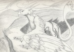 animal_genitalia barely_visible_genitalia beak feathered_wings feathers feral fully_sheathed genitals horn male nude sheath solo tail text wings infalle_(artist) mythology chard avian gryphon mythological_avian mythological_creature absurd_res english_text hi_res monochrome shaded sketch