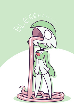 :v bleh female green_hair hair hyper hyper_tongue long_tongue micro_calves solo standing thin_calves thin_legs thin_thighs tongue tongue_out limebreaker nintendo pokemon fan_character jolly_gardevoir_(limebreaker) gardevoir generation_3_pokemon humanoid pokemon_(species) digital_media_(artwork) hi_res