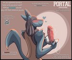 after_oral ambiguous_gender anthro asking_viewer blush bodily_fluids bodily_fluids_on_penis cover english_text fur generation_4_pokemon genitals heart_symbol hi_res jarlium lucario magazine_cover mask multicolored_body multicolored_fur nintendo non-euclidean_sex penis pokemon pokemon_(species) portal portal_mask portal_penis portal_sex qr_code saliva saliva_on_penis saliva_string sex simple_background smile solo text thinking_with_portals