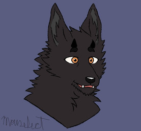 aged_up anthro black_body black_eyebrows black_fur black_horn black_nose cheek_tuft chin_tuft eyebrows face_focus facial_tuft fur happy head_tuft horn inner_ear_fluff male monochrome_body neck_tuft open_mouth open_smile purple_background raised_eyebrows red_tongue sharp_teeth simple_background small_horn smile solo teeth three-quarter_view tongue tuft tusks yellow_eyes mouselect mythology alex_matsubara canid canid_demon canine demon hellhound mammal mythological_canine mythological_creature digital_drawing_(artwork) digital_media_(artwork) digital_painting_(artwork) painting_(artwork)