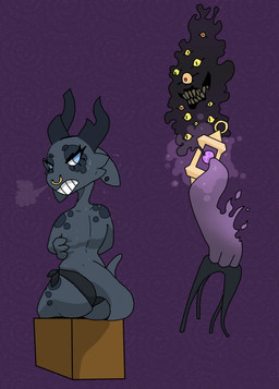 anthro big_butt biped black_body blue_body blue_ears blue_eyes blue_scales bodily_fluids bra butt clothing covering covering_self creepy_face ear_piercing eyelashes facial_piercing female grey_body grey_horn grey_scales grey_tail horn markings multi_eye nose_piercing nose_ring piercing ring_piercing scale_markings scales scary septum_piercing septum_ring sigh simple_background sitting solo spirit_hands sweat tail teeth topwear underwear squablodecomplash cryptid kobold scalie spirit 2020 cel_shading hi_res shaded