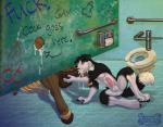 2015 anthro balls bathroom blush bodily_fluids border_collie brown_balls brown_penis canid canine canis collie cum cum_in_mouth cum_inside cum_on_penis danny_xander detailed_background domestic_dog duo equid equine erection fellatio front_view fur genital_fluids genitals glory_hole graffiti hair herding_dog horse inside kadohusky knot male male/male mammal nipples nude open_mouth oral orgasm pastoral_dog penile penis pink_penis profanity public public_restroom restroom_stall sex sheepdog snout toilet understall white_balls