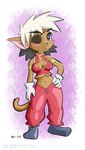 anthro arabian_clothing armband black_hair eye_patch eyewear female hair long_tail rosy_cheeks solo tail white_hair rriesgo cyberconnect2 little_tail_bronx tail_concerto alicia_pris domestic_cat felid feline felineko felis mammal 2022 hi_res