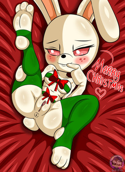 3_toes anthro anus areola bed bed_covers bed_sheet bedding breasts clitoris clothing feet female furniture genitals holidays legwear nipples nude nude_anthro nude_female on_bed plantigrade rabbit_ears scut_tail short_tail solo stirrup_legwear stirrup_stockings stockings tail toes vulva sirjzau animal_crossing christmas nintendo ruby_(animal_crossing) lagomorph leporid mammal rabbit absurd_res hi_res