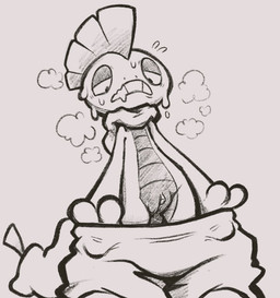 3_fingers bodily_fluids breath female fingers genitals heat_(temperature) on_model panting sweat sweaty_genitalia tail vulva spamcat nintendo pokemon generation_5_pokemon pokemon_(species) scrafty sketch