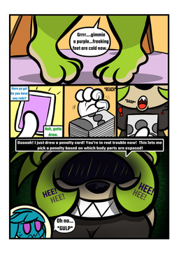 3_toes accessory anthro blue_body blue_fur bracelet card card_deck card_game clothing cuff_bracelet dialogue duo ear_piercing ear_ring feet female fur gaming gloves green_body green_fur hair_accessory hairband handwear jewelry male piercing ring_piercing scared sharp_teeth speech_bubble strip_game strip_games teeth text text_box thoughts toes undressing kaokaoarts oddkao idw_publishing sega sonic_the_hedgehog_(comics) sonic_the_hedgehog_(idw) sonic_the_hedgehog_(series) kitsunami_the_fennec surge_the_tenrec afrosoricid canid canine fennec_fox fox mammal tenrec true_fox absurd_res comic english_text hi_res