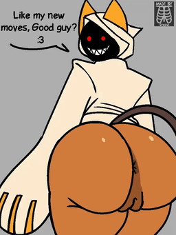 :3 anus ass_clapping big_butt black_tail bottomless bottomless_female bottomless_humanoid brown_anus brown_body brown_skin brown_vulva butt clothed clothing female female_humanoid genitals grey_background grin hoodie huge_butt humanoid_genitalia humanoid_vulva innie_vulva logo looking_at_viewer looking_back looking_back_at_viewer plump_labia question_mark red_eyes shadow_face sharp_teeth simple_background smile solo tail talking_to_viewer tan_clothing tan_hoodie tan_topwear teeth text thick_thighs topwear vulva ribznsfw arc_system_works blazblue taokaka animal_humanoid cat_humanoid felid felid_humanoid feline feline_humanoid humanoid kaka_(blazblue) mammal mammal_humanoid 2025 2d_animation 3:4 animated animated_gif artist_logo digital_media_(artwork) english_text loop short_playtime watermark