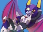 balls black_penis erection fangs foreskin genitals humanoid_genitalia humanoid_penis long_foreskin long_penis looking_at_viewer machine male penis pose reclining solo spread_wings teeth wings young 123autumn capcom mega_man_(series) mega_man_x_(series) dark_necrobat android bat mammal robot pinup