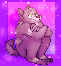 ambiguous_gender anthro crossed_arms fur green_eyes grey_body grey_fur looking_up pink_background purple_background simple_background sitting sitting_on_ground solo tail whiskers bileshroom dasyurid dasyuromorph mammal marsupial tasmanian_devil 2019 hi_res