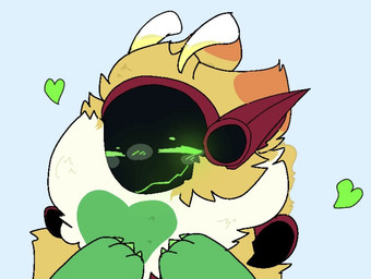 antennae_(anatomy) anthro chest_tuft fluffy fur green_eyes head_tuft machine male mane markings multicolored_body multicolored_fur screen screen_face solo tuft anonymous_artist atlas_infinity protogen