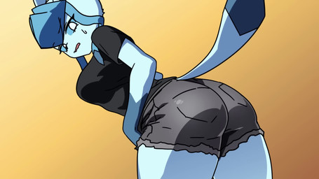 4_fingers accident anthro anthrofied ball beret big_breasts big_butt black_clothing black_hair black_nose black_shirt black_t-shirt black_topwear black_underwear blue_claws blue_hair blush bodily_fluids bottomwear breasts butt claws clothing dipstick_tail duo dutch_angle emanata embarrassed exercise_ball facesitting female female_on_top finger_claws fingers frown grey_bottomwear grey_clothing grey_shirt grey_shorts grey_tank_top grey_topwear gym hair hat headgear headwear human_on_anthro interspecies leaning leaning_forward looking_back looking_down male male/female male_on_bottom markings midriff music obscured_eyes on_bottom on_top open_mouth red_clothing red_hat red_headwear shirt shorts sitting sitting_on_another sound_effects sports_top sweat t-shirt tail tail_markings tan_body tan_skin tank_top thick_thighs tight_clothing topwear underwear white_bottomwear white_clothing white_shorts wide_hips hakkim nintendo pokemon lucas_(pokemon) eeveelution generation_4_pokemon glaceon human mammal pokemon_(species) 16:9 2025 2d_animation animated hi_res long_playtime sound webm widescreen