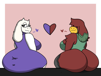 anthro big_butt breasts butt clothed clothing duo female fur hair horn looking_at_viewer mature_female red_body simple_background smile thick_thighs topwear white_body white_fur wide_hips enderbendr microsoft minecraft mojang undertale undertale_(series) xbox_game_studios samantha_(endrslendr) toriel boss_monster_(undertale) bovid caprine goat mammal sniffer_(minecraft) 4:3 digital_media_(artwork) hi_res