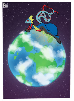 2_tails anthro balls bedroom_eyes big_balls big_penis cracks destruction earth genitals huge_balls huge_penis hyper hyper_balls hyper_genitalia hyper_penis lava lying macro male multi_tail narrowed_eyes on_front penis planet planet_destruction planet_penetrated seductive smile smirk solo tail supermattym8 nintendo pokemon inteus_(mmpw) generation_8_pokemon inteleon pokemon_(species) hi_res