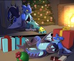 anthro chastity_bulge chastity_device christmas_decorations christmas_lights christmas_present christmas_tree clothing gift holidays latex latex_clothing latex_skinsuit null null_bulge null_stimulation plant plush_suit plushie skinsuit tight_clothing tree sexotheque bandai_namco christmas digimon digimon_(species) renamon hi_res