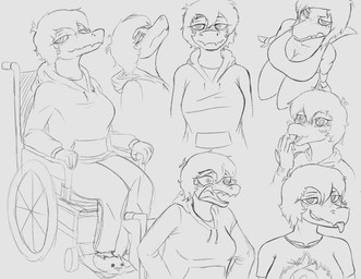 5_fingers anthro blush breasts cleavage clothed clothing disability eyelashes female fingers footwear freckles hair hoodie looking_at_viewer open_mouth paraplegic shoes short_hair sitting slippers smile snout solo tongue tongue_out topwear vehicle wheelchair droopygoober cavemanon_studios i_wani_hug_that_gator olivia_halford baryonyx dinosaur prehistoric_species reptile scalie spinosaurid theropod 2024 absurd_res black_and_white hi_res monochrome sketch