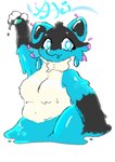 absurd_res alei_sparks_(mintydrawsstuff) anthro big_breasts breasts dripping_slime female generation_4_pokemon gesture goo_creature hi_res lucario nintendo pawpads pokemon pokemon_(species) puddle slightly_chubby slightly_chubby_anthro slightly_chubby_female slime solo unknown_artist waving