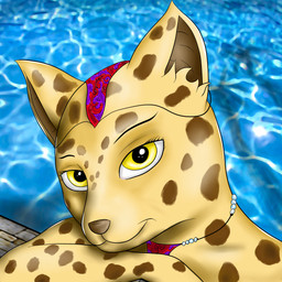 anthro bath bathing female fur jewelry looking_at_viewer smile solo water yellow_eyes tailsoft cheetah felid feline mammal 1:1 2016 absurd_res digital_media_(artwork) hi_res