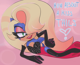 anthro armwear blonde_hair blue_body blue_fur clothed clothing crossdressing dialogue dress elbow_gloves evening_gown eyeshadow fur gloves green_eyes hair handwear legwear lipstick long_hair lying makeup male narrowed_eyes on_side smile solo tail tan_body tan_skin thigh_highs wig funkiepoop sega sonic_the_hedgehog_(series) sonic_the_hedgehog eulipotyphlan hedgehog mammal hi_res