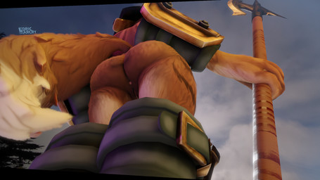 anthro armor butt butt_focus clothed clothing female fur genitals halberd headgear helmet holding_object holding_weapon low-angle_view melee_weapon orange_body orange_fur outdoor_background outdoor_nudity partially_clothed plant polearm rear_view sky solo tree vulva weapon edricmarcry blizzard_entertainment warcraft mahkee_(edricmarcry) canid mammal vulpera 16:9 2025 3d_(artwork) digital_media_(artwork) hi_res watermark widescreen