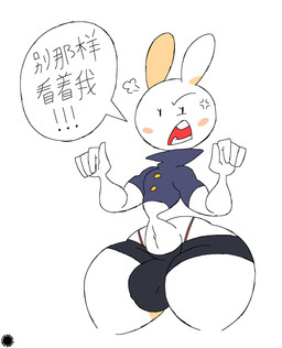 4_fingers anthro big_bulge blush bottomwear bulge clothing cloud_emanata crop_top cross-popping_vein curvy_figure dialogue emanata eyelashes femboy fingers fur logo looking_at_viewer male midriff navel shirt shorts small_waist solo speech_bubble sweater text thick_thighs thong_straps topwear turtleneck wasp_waist white_body white_fur wide_hips thatdawgmurray poruby william_(poruby) lagomorph leporid mammal rabbit 2026 aliasing artist_logo artist_name chinese_text digital_media_(artwork) hi_res signature translated