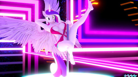 anthro areola big_breasts breasts clothed clothing dancing female horn nipple_slip nipples pole pole_dancing solo wings nyaasapphire friendship_is_magic hasbro my_little_pony mythology princess_cadance_(mlp) equid equine mammal mythological_creature mythological_equine winged_unicorn 16:9 3d_(artwork) digital_media_(artwork) widescreen